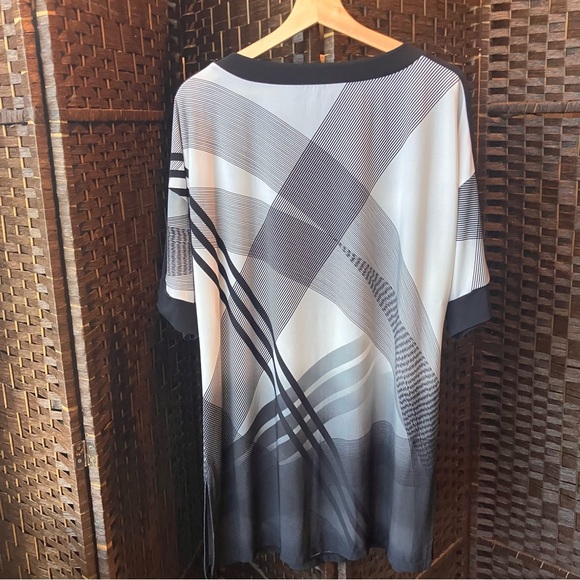 Easywear Chico’s Stacey Black White Geometric Tunic Dress Top Sz 2 Large - Picture 7 of 11